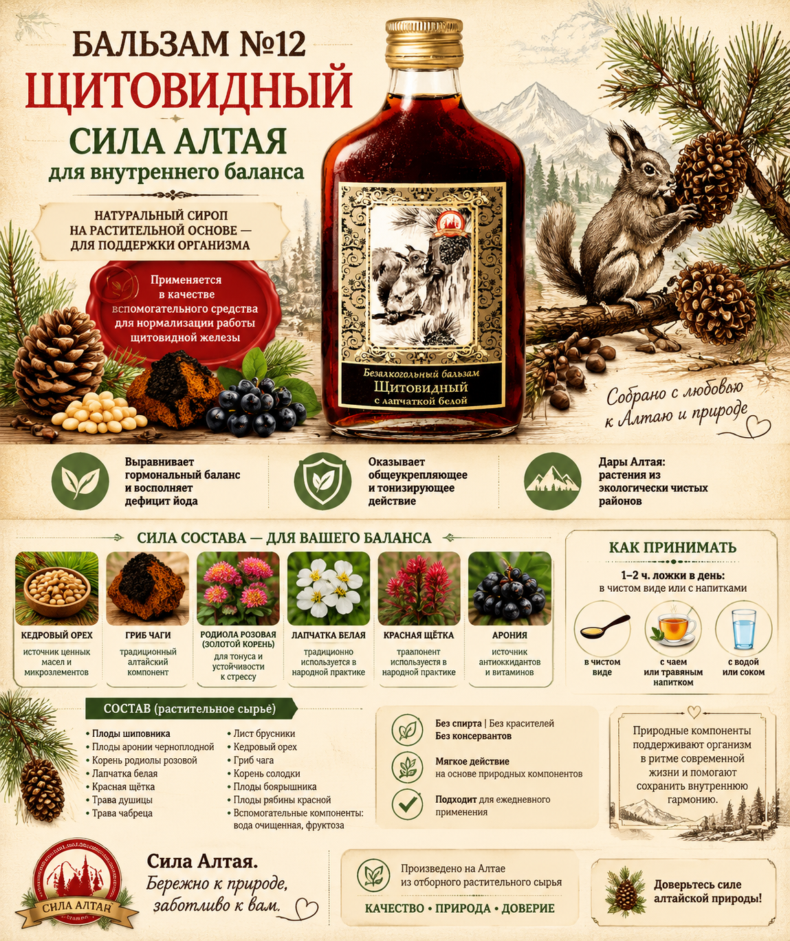 №12 «Щитовидный» с лапчаткой белой (Объём: 250мл.)