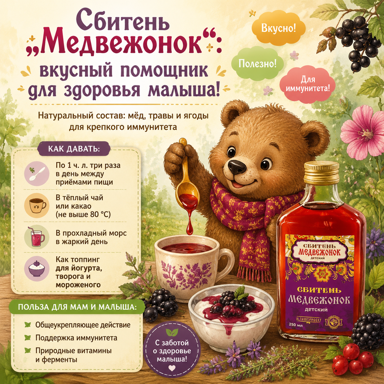 Сбитень «Медвежонок» (Детский /250 мл)