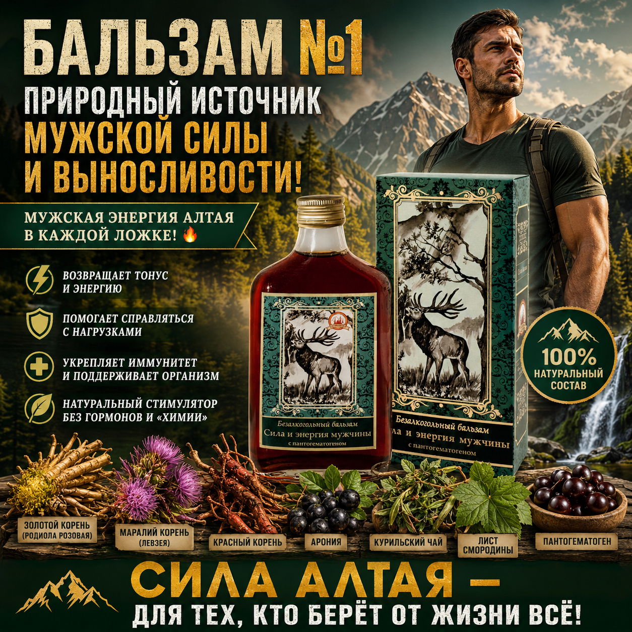 Сила и энергия мужчины с пантогематогеном №1 (Объём: 250мл.)