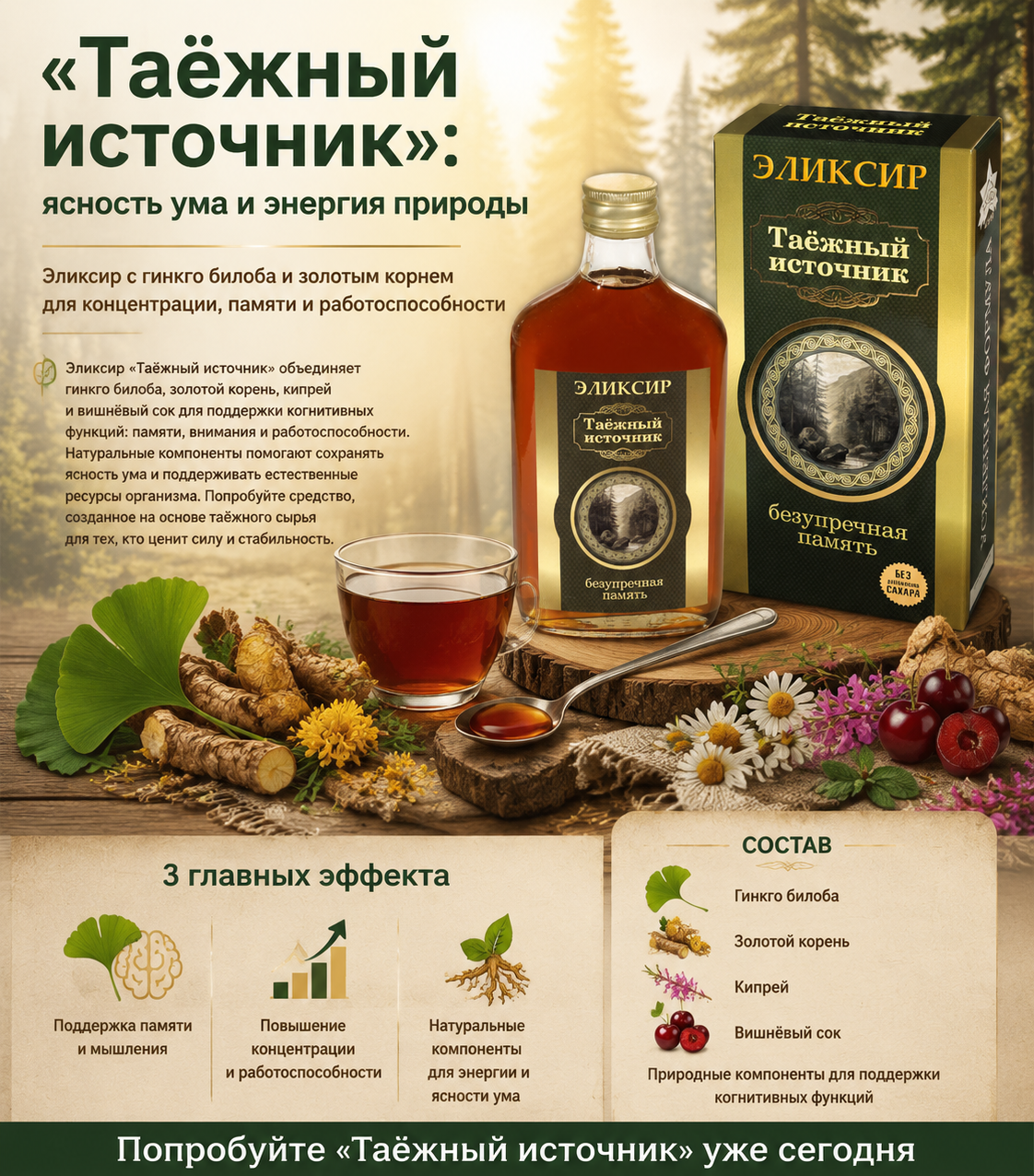 «Таёжный источник» безупречная память (Объём: 250мл.)